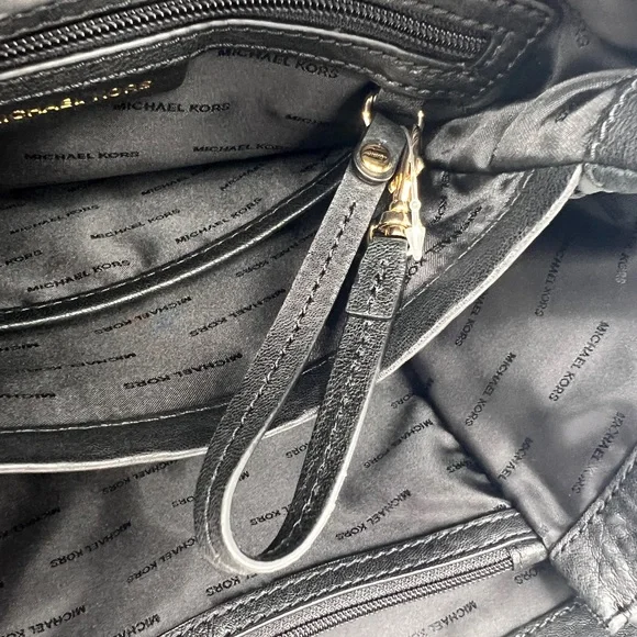 Michael Kors Black Studded Leather Hobo Bag - Picture 8 of 13